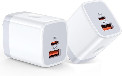 كتلة شاحن سريع USB C، شاحن حائط USB مزدوج المنفذ (عبوة من قطعتين) محول طاقة USB-C بقدرة 20 واط، كتلة شحن سريعة من النوع C لهواتف iPhone 15/15 Pro/15 Pro Max، وSamsung Galaxy S23/S22/S21، وGoogle Pixel 8 Pro /8/7 in Kuwait