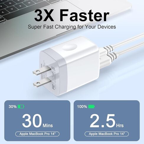 كتلة شاحن سريع USB C، شاحن حائط USB مزدوج المنفذ (عبوة من قطعتين) محول طاقة USB-C بقدرة 20 واط، كتلة شحن سريعة من النوع C لهواتف iPhone 15/15 Pro/15 Pro Max، وSamsung Galaxy S23/S22/S21، وGoogle Pixel 8 Pro /8/7 in Kuwait