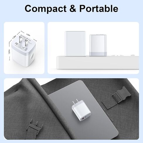 كتلة شاحن سريع USB C، شاحن حائط USB مزدوج المنفذ (عبوة من قطعتين) محول طاقة USB-C بقدرة 20 واط، كتلة شحن سريعة من النوع C لهواتف iPhone 15/15 Pro/15 Pro Max، وSamsung Galaxy S23/S22/S21، وGoogle Pixel 8 Pro /8/7 in Kuwait