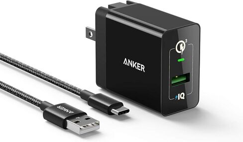 Quick Charge 3.0, Anker 18W Wall Charger (Quick Charge 2.0 Compatible) Powerport+ 1 for Wireless Charger, Galaxy S10e/S10/S9, Note 9/8, LG G7, iPhone and More (USB-A to USB-C Cable Included) in Kuwait