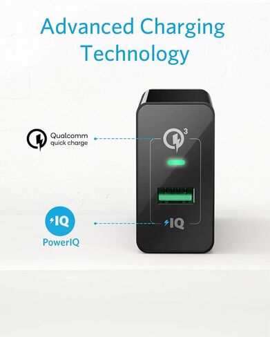 Quick Charge 3.0, Anker 18W Wall Charger (Quick Charge 2.0 Compatible) Powerport+ 1 for Wireless Charger, Galaxy S10e/S10/S9, Note 9/8, LG G7, iPhone and More (USB-A to USB-C Cable Included) in Kuwait