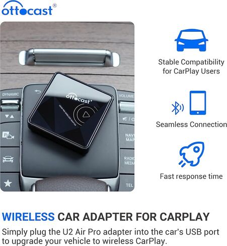 محول CarPlay اللاسلكي لجهاز iPhone - OTTOCAST أحدث سلكي إلى Apple Carplay Dongle اللاسلكي، التوصيل والتشغيل، بدون تأخير، تحديث عبر الإنترنت، U2-AIR Pro لسيارات CarPlay السلكية OEM in Saudi Arabia