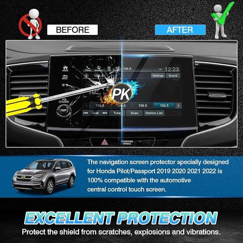 Autorder مناسب تمامًا لواقي الشاشة 2019-2021 Honda Civic LX EX Touring Si EX-L 4 أزرار من الزجاج المقسى 9H طبقة حماية لشاشة اللمس in Saudi Arabia