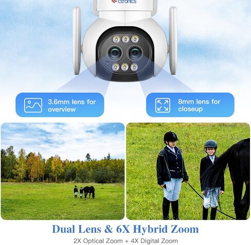 كاميرا سيترونيكس 4G LTE الخلوية مع عدسة مزدوجة (تتبع تلقائي وتكبير)، لا توجد كاميرا واي فاي في الهواء الطلق مع بطاقة SIM، رؤية ليلية ملونة عالية الدقة، كشف الإنسان/الحركة، التحدث في اتجاهين، SD/سحابة، IP66 in Kuwait