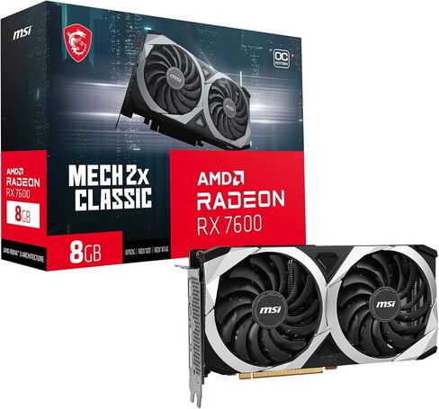 MSI Gaming Radeon RX 7600 128-bit 8GB GDDR6 DP/HDMI Dual Torx 3.0 Fans FreeSync DirectX 12 VR Ready OC Graphics Card (RX 7600 MECH 2X Classic 8G OC) in Saudi Arabia