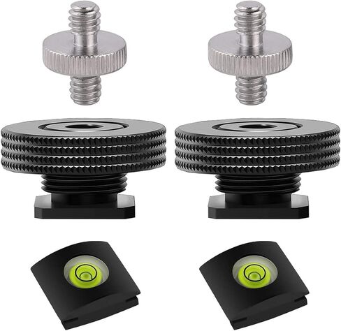 محول لولبي انثى 1/4 انش الى هوت شو، محول تثبيت هوت شو مع محول برغي ذكر 1/4 الى 1/4 انش للذراع السحري والشاشة وضوء الفيديو in Kuwait