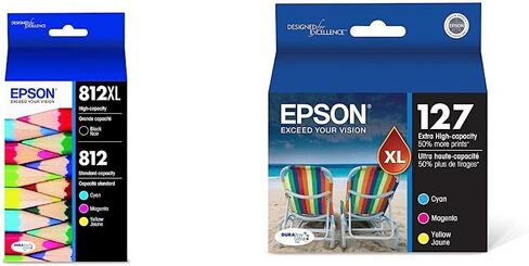 Epson 812 Genuine Ink Cartridge XL Black and Standard Color Combo Pack | Works With WorkForce Pro WF-7310 WF-7820 WF-7840 EC-C7000 Printers in Kuwait