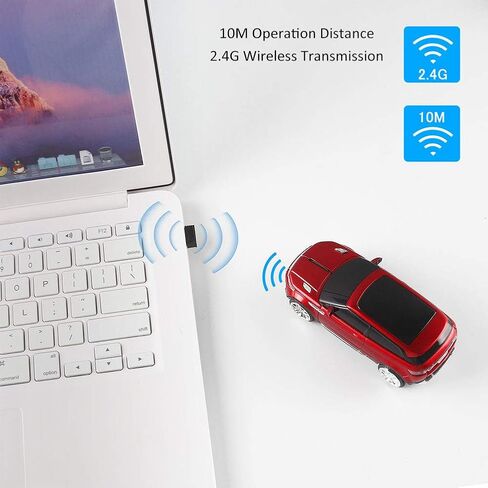 CHUYI Cool SUV Car Shaped Wireless Mouse 1600 DPI Optical Cordless Mice with USB Receiver for Office School Travel for PC Computer Laptop Gift (Red-1 Pack) in Saudi Arabia