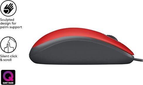 Logitech M110 Wired USB Mouse, Silent Buttons, Comfortable Full-Size Use Design, Ambidextrous PC/Mac/Laptop - Grey in Kuwait