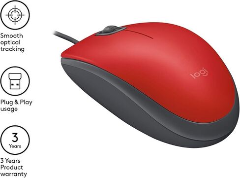 Logitech M110 Wired USB Mouse, Silent Buttons, Comfortable Full-Size Use Design, Ambidextrous PC/Mac/Laptop - Grey in Kuwait