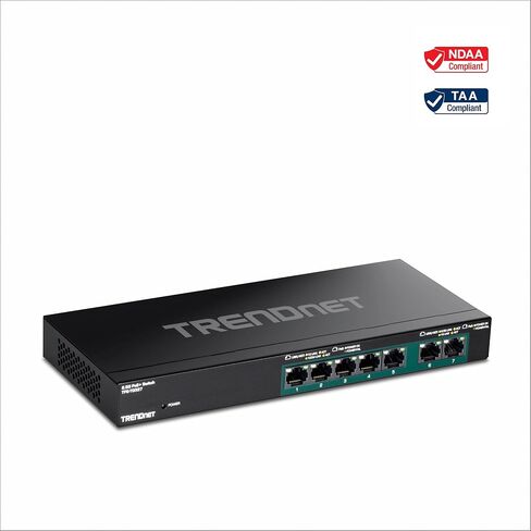 تريند نت مفتاح متعدد الوظائف بـ7 منافذ، 5 منافذ ار جيه 45 قاعدة تي 1G، 2 × 2.5G RJ-45، سعة تحويل 20Gbps قابل للتثبيت على الحائط، التوصيل والتشغيل، مفتاح شبكة ايثرنت، حماية مدى الحياة، اسود، TEG-S327 in Saudi Arabia