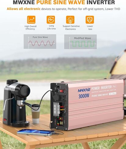 محولات طاقة 3000 واط، 12 فولت تيار مستمر إلى 110 فولت تيار متردد، محول طاقة لموجة جيبية نقية للسيارة in Kuwait