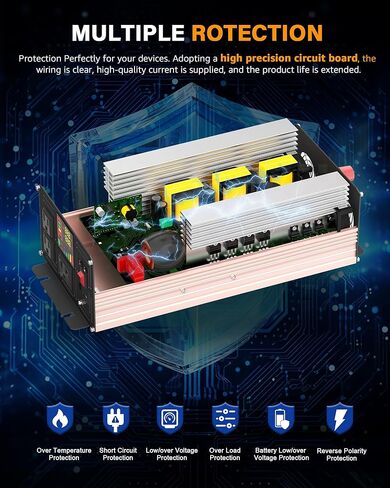 محولات طاقة 3000 واط، 12 فولت تيار مستمر إلى 110 فولت تيار متردد، محول طاقة لموجة جيبية نقية للسيارة in Kuwait