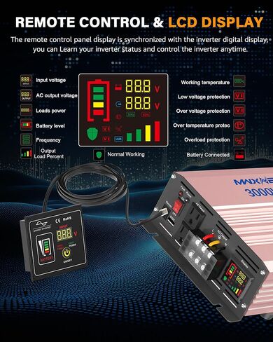 محولات طاقة 3000 واط، 12 فولت تيار مستمر إلى 110 فولت تيار متردد، محول طاقة لموجة جيبية نقية للسيارة in Kuwait