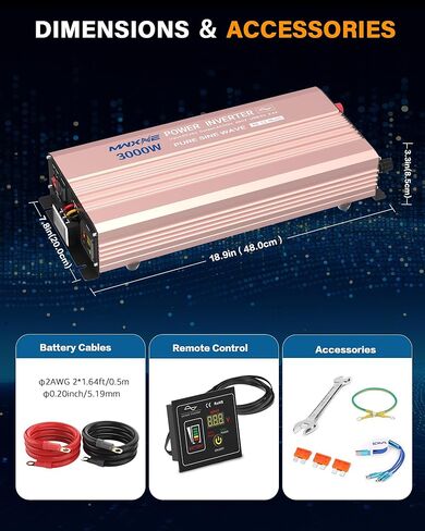 محولات طاقة 3000 واط، 12 فولت تيار مستمر إلى 110 فولت تيار متردد، محول طاقة لموجة جيبية نقية للسيارة in Kuwait