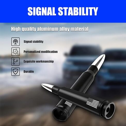 gunhunt 1 PC American Flag Design Car Truck Antenna, Car Truck Bullet Antenna, Anti-Theft Design Enhance Signal Replacement Mast for Ford F150 Chevrolet Jeep (Red) in Kuwait