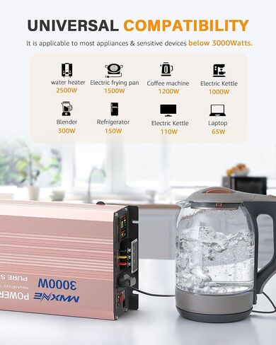 محولات طاقة 3000 واط، 12 فولت تيار مستمر إلى 110 فولت تيار متردد، محول طاقة لموجة جيبية نقية للسيارة in Kuwait