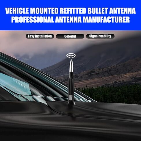 gunhunt 1 PC American Flag Design Car Truck Antenna, Car Truck Bullet Antenna, Anti-Theft Design Enhance Signal Replacement Mast for Ford F150 Chevrolet Jeep (Red) in Kuwait