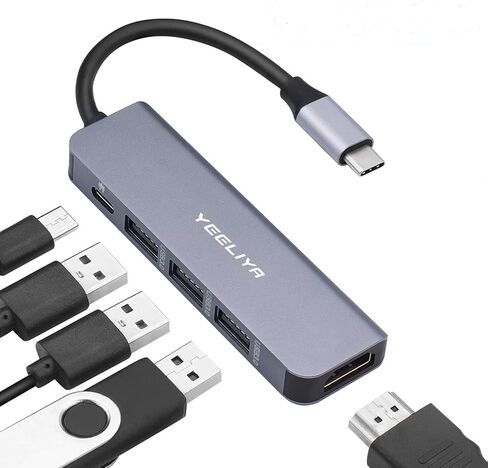 محول USB C لجهاز MacBook Pro، 5 في 1 usbc إلى Hdmi-متوافق (4k) Dongle، 100W PD، USB-C إلى USB 3. 0 منافذ (3) لأجهزة iPad Pro MacBook Pro وغيرها من نوع C in Kuwait