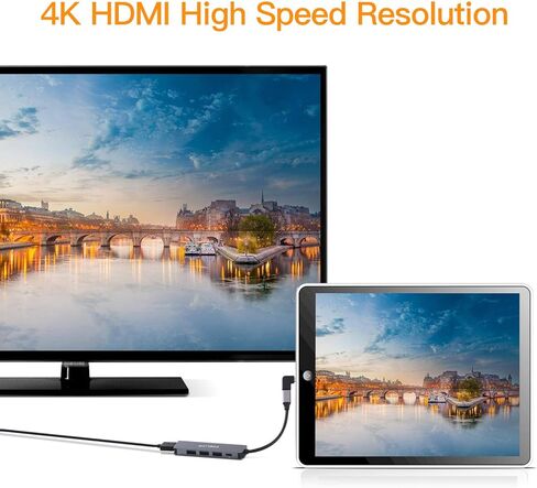 محول USB C لجهاز MacBook Pro، 5 في 1 usbc إلى Hdmi-متوافق (4k) Dongle، 100W PD، USB-C إلى USB 3. 0 منافذ (3) لأجهزة iPad Pro MacBook Pro وغيرها من نوع C in Kuwait