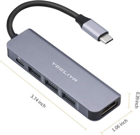 محول USB C لجهاز MacBook Pro، 5 في 1 usbc إلى Hdmi-متوافق (4k) Dongle، 100W PD، USB-C إلى USB 3. 0 منافذ (3) لأجهزة iPad Pro MacBook Pro وغيرها من نوع C in Kuwait