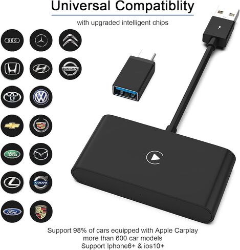 محول Carplay اللاسلكي، محول Carplay اللاسلكي للتوصيل والتشغيل متوافق مع موديلات سيارات Carplay السلكية من المصنع من عام 2015، دونجل Carplay اللاسلكي، أسود أنيق in Kuwait