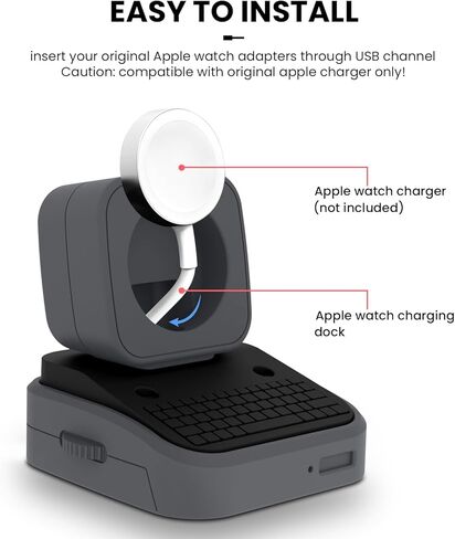 حامل شحن MAPUCE متوافق مع Apple Watch Ultra2/Ultra/9/8/7/6/5/4/3/2/1/SE (49 مم، 45 مم، 44 مم، 42 مم، 41 مم، 40 مم، 38 مم) - تصميم كلاسيكي متين مع دعم وضع Nightstand (أسود) in Kuwait