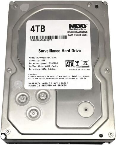 MaxDigitalData 4TB 64MB Cache 7200PM SATA 6. 0Gb/s 3. 5 بوصة للمراقبة الداخليةCCTV DVR (MD4000GSA6472DVR) - ضمان لمدة عامين in Saudi Arabia
