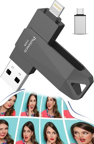 عصا صور معتمدة من ابل لجوال ايفون بسعة 512 جيجابايت للايفون، ذاكرة فلاش USB لذاكرة ايفون، عصا ذاكرة ايفون لاجهزة ايباد/ايفون/حافظة صور الكمبيوتر، قرص صلب محمول - ذهبي in Kuwait