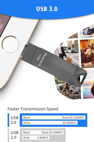 عصا صور معتمدة من ابل لجوال ايفون بسعة 512 جيجابايت للايفون، ذاكرة فلاش USB لذاكرة ايفون، عصا ذاكرة ايفون لاجهزة ايباد/ايفون/حافظة صور الكمبيوتر، قرص صلب محمول - ذهبي in Kuwait