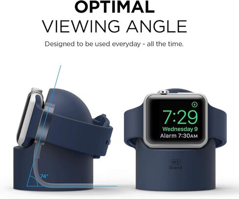 حامل شاحن Elago W2 متوافق مع Apple Watch Series Ultra2/Ultra/9/8/7/6/SE/5/4/3/2/1/SE (49 مم، 45 مم، 44 مم، 42 مم، 41 مم، 40 مم، 38 مم)، سيليكون متين، متوافق مع وضع المنضدة in Kuwait