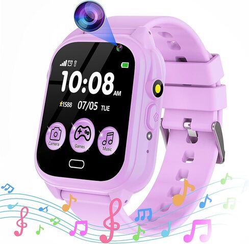 ساعة ذكية للأطفال من SYEEKOM - ساعة ذكية للأطفال للأولاد مع 26 لعبة وكاميرا ومشغل موسيقى فيديو وعداد خطوات وألعاب تعليمية تعليمية للأطفال الصغار 3-12 (وردي) in Kuwait