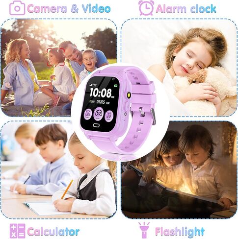 ساعة ذكية للأطفال من SYEEKOM - ساعة ذكية للأطفال للأولاد مع 26 لعبة وكاميرا ومشغل موسيقى فيديو وعداد خطوات وألعاب تعليمية تعليمية للأطفال الصغار 3-12 (وردي) in Kuwait