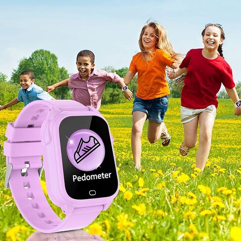 ساعة ذكية للأطفال من SYEEKOM - ساعة ذكية للأطفال للأولاد مع 26 لعبة وكاميرا ومشغل موسيقى فيديو وعداد خطوات وألعاب تعليمية تعليمية للأطفال الصغار 3-12 (وردي) in Kuwait