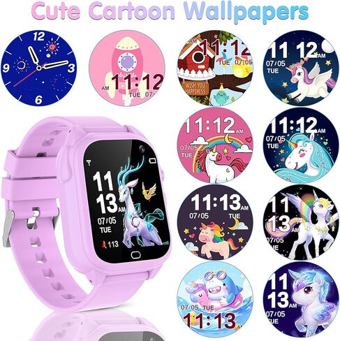 ساعة ذكية للأطفال من SYEEKOM - ساعة ذكية للأطفال للأولاد مع 26 لعبة وكاميرا ومشغل موسيقى فيديو وعداد خطوات وألعاب تعليمية تعليمية للأطفال الصغار 3-12 (وردي) in Kuwait