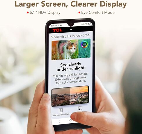 TCL 30 Z Unlocked Cell Phone with 6.1" HD+ Display,LTE 4G Smartphone Android 12, 32GB+3GB RAM, 3000mAh, Prime Black in Kuwait