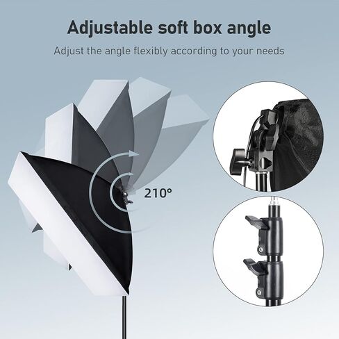 【Upgrade LED Bulb】Softbox Lighting Kit, Continuous Photography Lighting Kit with 2X175W 3000-6700K E27 LED Bulb, 2x20x28in Soft Box , Photo Studio Lights Equipment for Camera Shooting, Video Recording in Kuwait