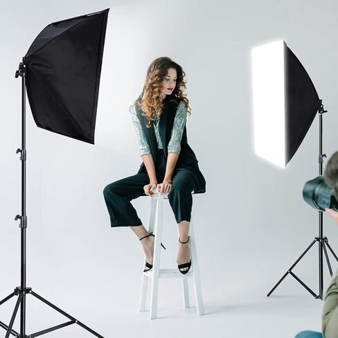 【Upgrade LED Bulb】Softbox Lighting Kit, Continuous Photography Lighting Kit with 2X175W 3000-6700K E27 LED Bulb, 2x20x28in Soft Box , Photo Studio Lights Equipment for Camera Shooting, Video Recording in Kuwait