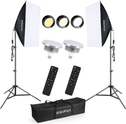 【Upgrade LED Bulb】Softbox Lighting Kit, Continuous Photography Lighting Kit with 2X175W 3000-6700K E27 LED Bulb, 2x20x28in Soft Box , Photo Studio Lights Equipment for Camera Shooting, Video Recording in Kuwait
