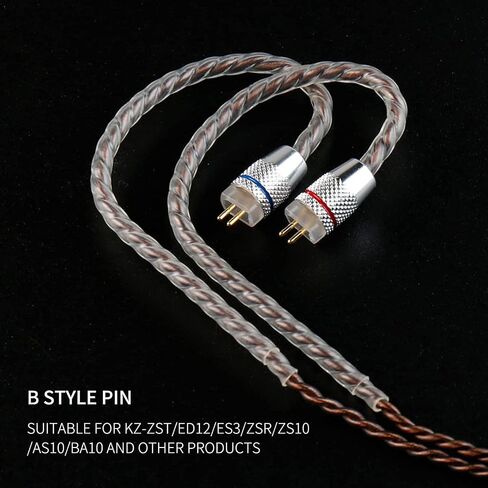 كابل KBEAR Rhyme 2Pin IEM 8 كور مطور من النحاس والفضة الهجين لسماعات الأذن كابل بديل لشاشة الأذن لـ KZ EDX ZS10pro ZST AS10 TRN V90 T3 C10 BLON BL03 KS2 KS1 in Kuwait
