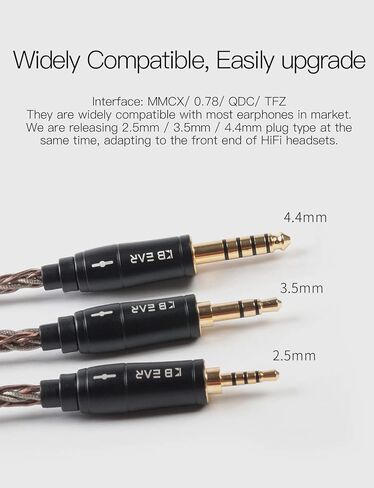 كابل KBEAR Rhyme 2Pin IEM 8 كور مطور من النحاس والفضة الهجين لسماعات الأذن كابل بديل لشاشة الأذن لـ KZ EDX ZS10pro ZST AS10 TRN V90 T3 C10 BLON BL03 KS2 KS1 in Kuwait