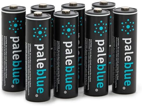 USB Rechargeable AA Batteries by Pale Blue, Lithium Ion 1.5v 1700 mAh, Charges 1.5 Hours, Over 1000 Cycles, 4-in-1 USB-A to USB-C Charging Cable, LED Charge Indicator, 12-Pack in Saudi Arabia