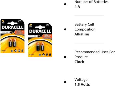 Duracell MN9100/E90/LR1 Medical Battery 1.5 V Card 2 Size N - 2 Count, 2 Pack - 4 Batteries Total,2 Count (Pack of 2) in Saudi Arabia