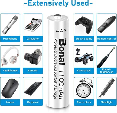 BONAI AAA Rechargeable Batteries 24 Pack, 1100mAh 1.2V Ni-MH High Capacity Triple A Battery in Kuwait