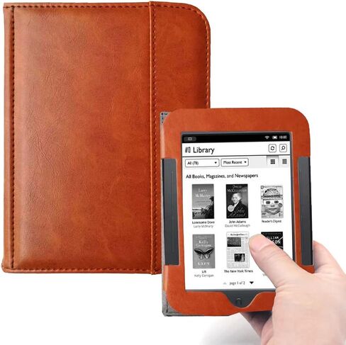 Barnes & Noble Nook Simple Touch eBook Reader Case, Flip Leather Cover for 6 Inch Nook Model BNRV300 BNRV350 BNRV500 Heavy Duty Protection Case (Brown) in Kuwait