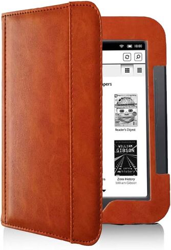 Barnes & Noble Nook Simple Touch eBook Reader Case, Flip Leather Cover for 6 Inch Nook Model BNRV300 BNRV350 BNRV500 Heavy Duty Protection Case (Brown) in Kuwait