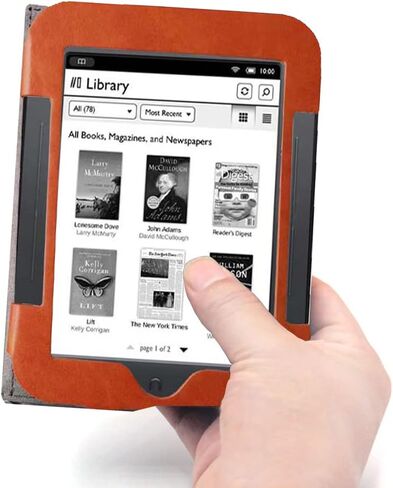 Barnes & Noble Nook Simple Touch eBook Reader Case, Flip Leather Cover for 6 Inch Nook Model BNRV300 BNRV350 BNRV500 Heavy Duty Protection Case (Brown) in Kuwait