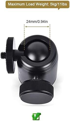 UTEBIT 2 Pack Mini Tripod Ball Head with 1/4" Camera Hot Shoe Mount, Black | 360° Vertical Pan 90° Camera Mount Adapter Photograph Attachment Accessories for Action Cameras Cam Light Microphone in Saudi Arabia