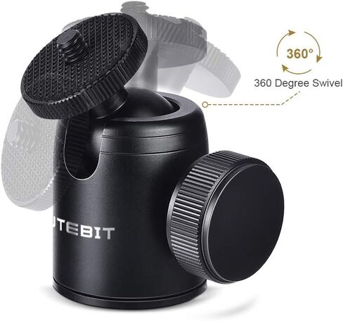 UTEBIT 2 Pack Mini Tripod Ball Head with 1/4" Camera Hot Shoe Mount, Black | 360° Vertical Pan 90° Camera Mount Adapter Photograph Attachment Accessories for Action Cameras Cam Light Microphone in Saudi Arabia