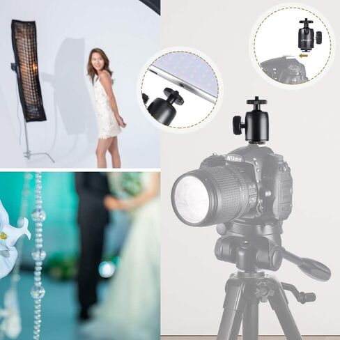 UTEBIT 2 Pack Mini Tripod Ball Head with 1/4" Camera Hot Shoe Mount, Black | 360° Vertical Pan 90° Camera Mount Adapter Photograph Attachment Accessories for Action Cameras Cam Light Microphone in Saudi Arabia